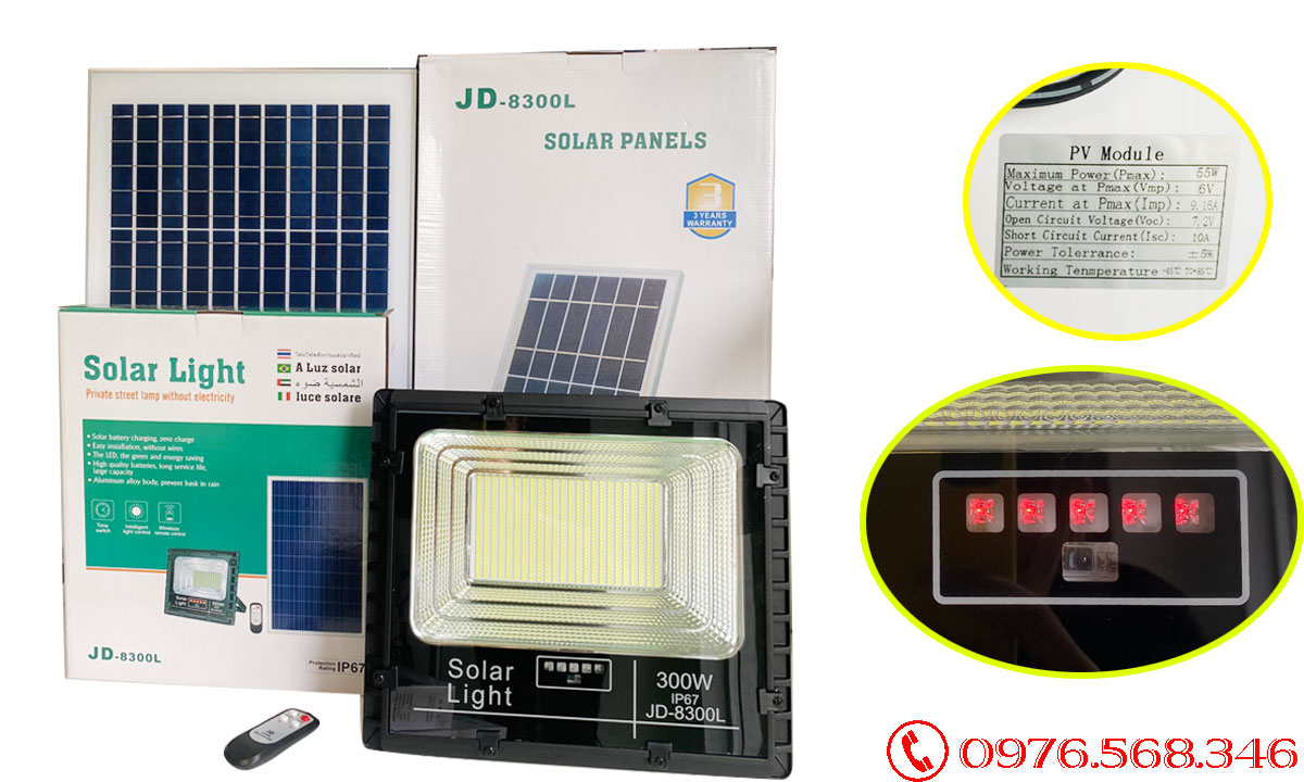 Đèn pha năng lượng mặt trời giá rẻ 300W Jindian JD-8300L